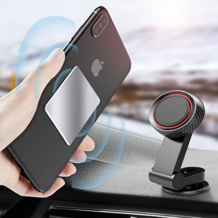 Mıknatıslı Araç Telefon Tutucu Cam ve Torpido Üstü (Siyah)