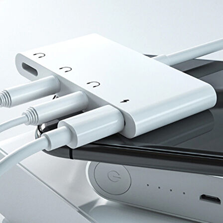 Andriod Usb Type C 4in1 Otg Ses Adaptörü Çift DC 3.5MM Jack (Beyaz)