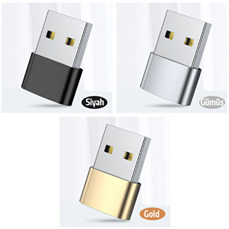 USB to Type-C Dişi Çevirici Dönüştürücü Adaptör (Gold)