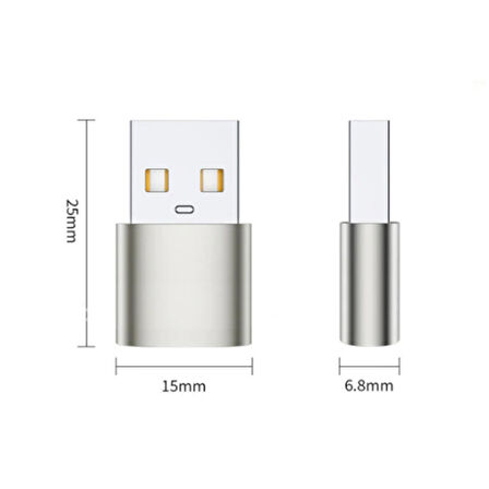 USB to Type-C Dişi Çevirici Dönüştürücü Adaptör (Gold)