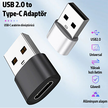 USB to Type-C Dişi Çevirici Dönüştürücü Adaptör (Gold)