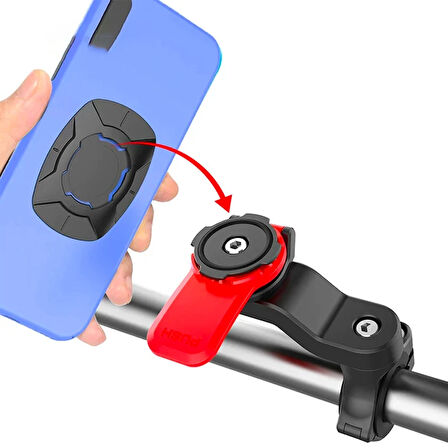 HL-143A Bisiklet Motosiklet Gidon Telefon Tutucu (Siyah-Kırmızı)