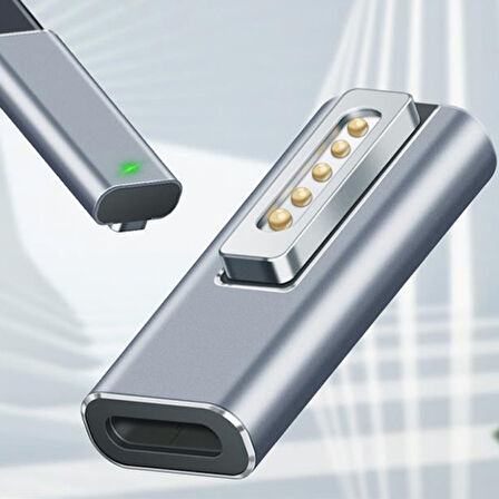 MagSafe MacBook 2 5A Type C PD Mıknatıslı Dönüştürücü Şarj Başlık MacBook Air/Pro (Gri)