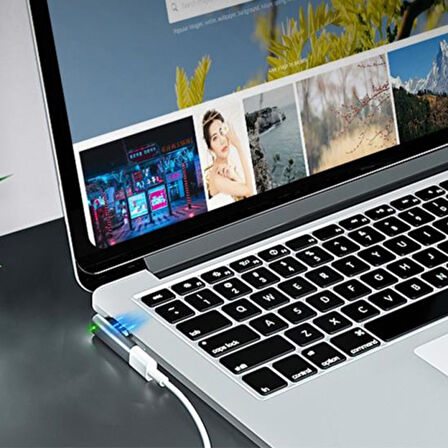 MagSafe MacBook 2 5A Type C PD Mıknatıslı Dönüştürücü Şarj Başlık MacBook Air/Pro (Gri)