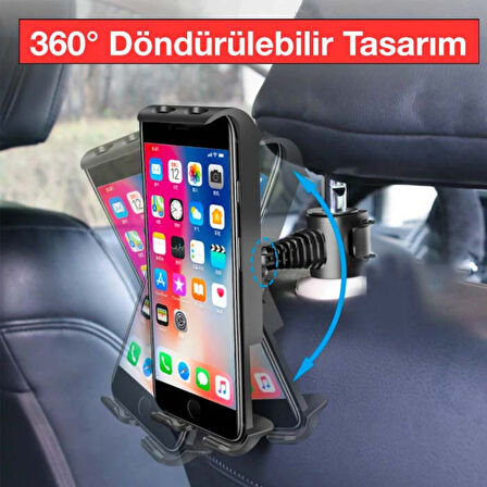 Universal Araç Arka Koltuk Tablet ve Telefon Tutucu (Siyah-Kırmızı)
