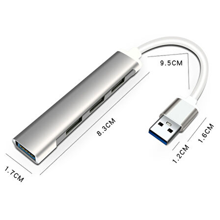 A-809 4in1 USB to USB Hub Çoğaltıcı Adaptör (Gri)