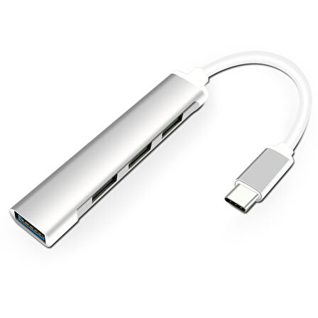 S-803 4in1 Type-C to 4x USB3.0 HUB Çoğaltıcı Çevirici Dönüştürücü Adaptör (Gri)