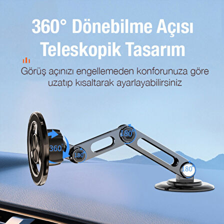 CZY-F82Y 360 ° Dönebilen MagSafe Araç İçi Telefon Tutucu (Siyah)