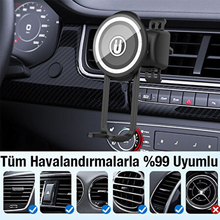 LE-11B MagSafe Araç İçi Havalandırma Telefon Tutucu (Siyah)