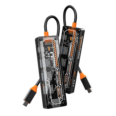 5in1 Type-c To USB3.0 *4 + Type-c Çoğaltıcı Transparan Hub
