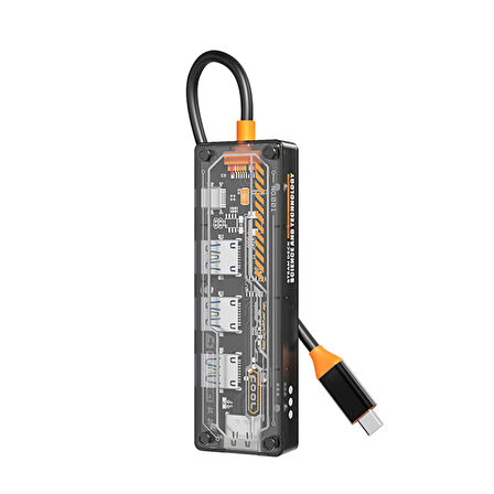 5in1 Type-c To USB3.0 *4 + Type-c Çoğaltıcı Transparan Hub