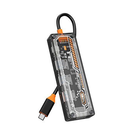 5in1 Type-c To USB3.0 + USB2.0 *2 + Type-c PD 100W + HDMI Çoğaltıcı Transparan Hub