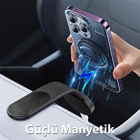 WH-160 Araç Torpido Üstü Katlanabilir Manyetik Kablosuz Şarjlı Telefon Tutucu (Siyah)