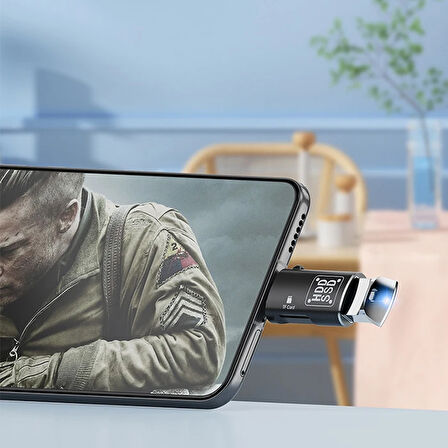 Type-C to USB + TF Kart Çevirici Otg Adaptör (Siyah)