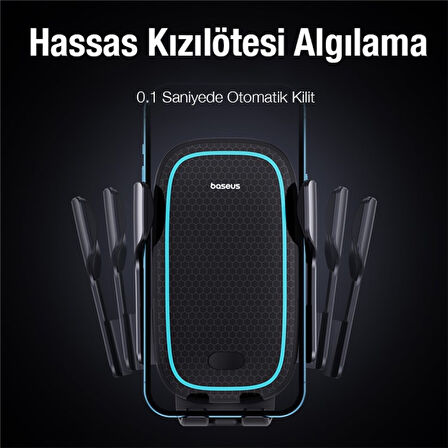 Baseus Milky Way Pro 15W Kablosuz Şarjlı Havalandırma Bölmesi Araç Telefon Tutucu (Siyah)