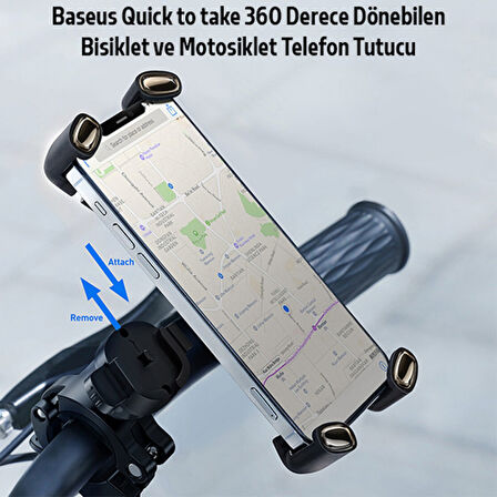 Baseus Quick to take 360 Derece Dönebilen Bisiklet ve Motosiklet Telefon Tutucu (Siyah)