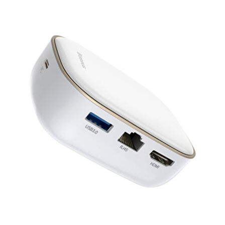 Baseus 6in1 USB Type C Çok Fonksiyonlu HUB, B 3.0,RJ45,HDMI,SD,micro SD 60W (Beyaz)