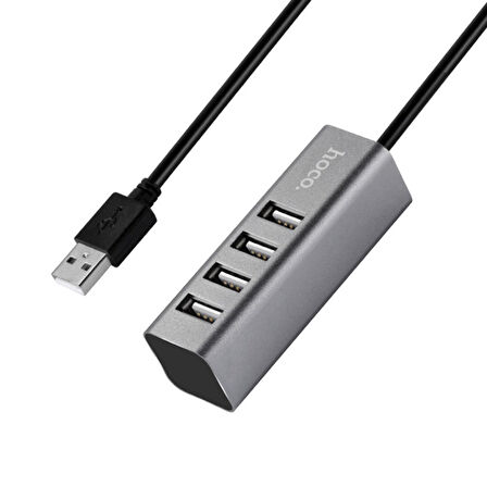 HOCO HB1 80cm Kablolu 4 Portlu USB Çoğaltıcı HUB Adaptör (Füme)