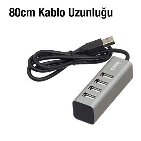HOCO HB1 80cm Kablolu 4 Portlu USB Çoğaltıcı HUB Adaptör (Füme)