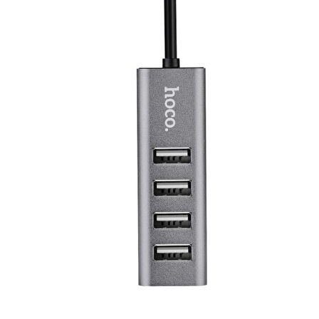 HOCO HB1 80cm Kablolu 4 Portlu USB Çoğaltıcı HUB Adaptör (Füme)