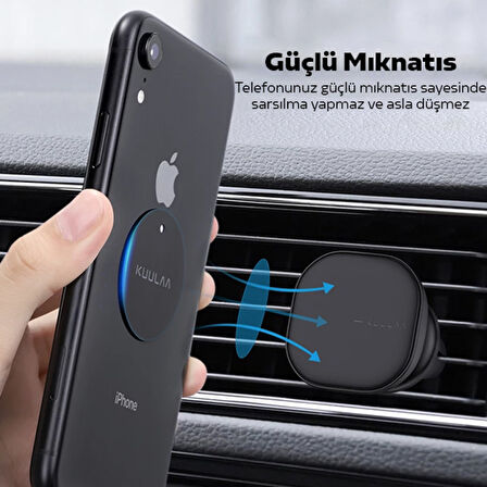 KUULAA Magnetic-Mıknatıslı Telefon Tutucular için Metal Plaka Seti (Siyah)