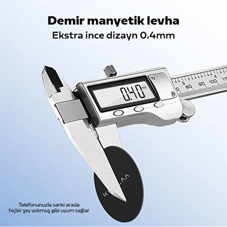 KUULAA Magnetic-Mıknatıslı Telefon Tutucular için Metal Plaka Seti (Siyah)