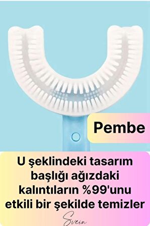 U Şeklinde Pratik Bebek Çocuk Diş Fırçası 360 Derece Temizlik Kolay Kullanım Yumuşak Silikon Fırça