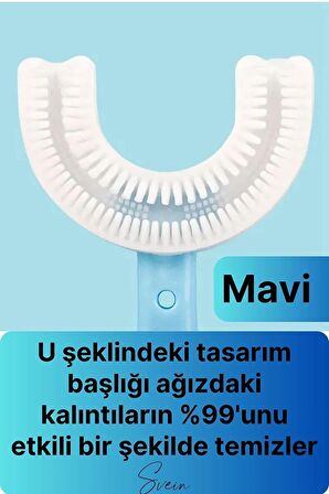 U Şeklinde Pratik Bebek Çocuk Diş Fırçası 360 Derece Temizlik Kolay Kullanım Yumuşak Silikon Fırça