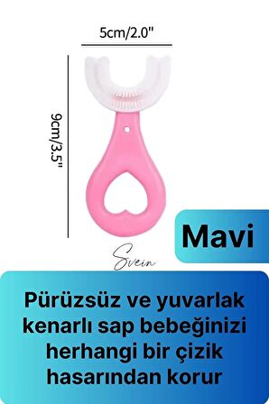 U Şeklinde Pratik Bebek Çocuk Diş Fırçası 360 Derece Temizlik Kolay Kullanım Yumuşak Silikon Fırça