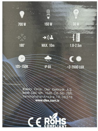 Dita PU18010 Kızılötesi / PIR Duvar Tipi 180° Varlık Sensörü