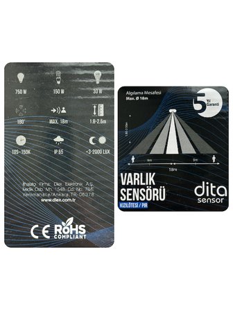 Dita PU12018 Kızılötesi / PIR Duvar Tipi 120° Varlık Sensörü