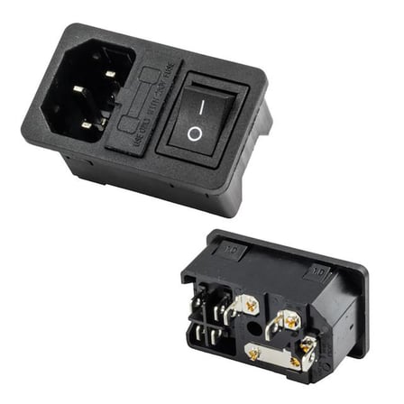 PowerMaster IC-214A-S C14 Power Soket Erkek Anahtarlı+Fuseli Kulaksız UL Sertifikalı