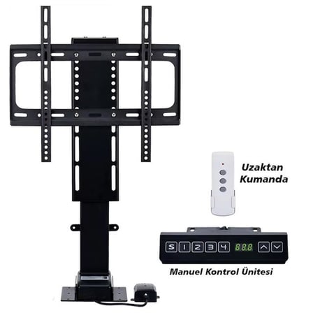 PowerMaster PM-24928 32'' - 57'' İnç Ayarlanabilir Yükseklik Uzaktan Kumandalı TV Kaldırma Lift Asan