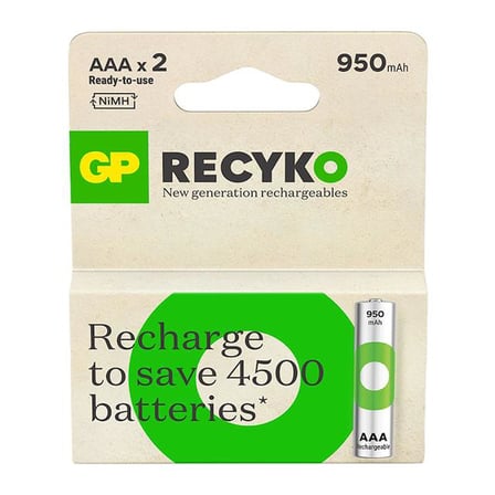 Gp Recyko 950 Mah R03 AAA Şarjlı 2'li Pil