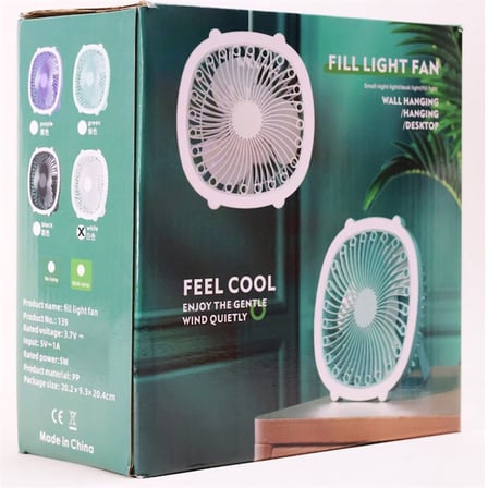 Powermaster PM-21882 Usb Şarjlı Masaüstü 2 Tip Led Işık - 3 Kademe Fan Vantilatör