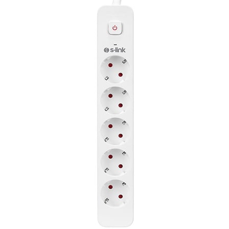 S-Link SPG501S 1.5 Metre Kablolu 750 Joule 1.5 Mm Anahtarlı 5'li Akım Korumalı Priz
