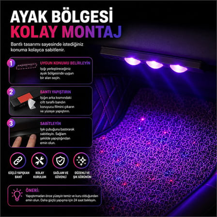 Sunup SN-22216 Araç Kabin İçi 7 Renk RGB Müzik Sensörlü Yıldız LED Ambiyans Aydınlatma Seti