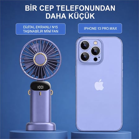 PowerMaster PM-25102 Lacivert Kokulu Fan Katlanabilir Taşınabilir Mini El Vantilatörü