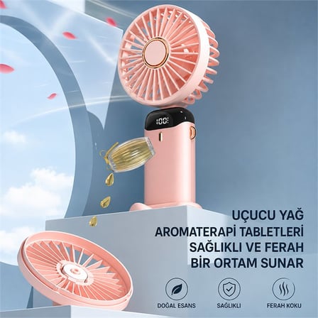 PowerMaster PM-25102 Lacivert Kokulu Fan Katlanabilir Taşınabilir Mini El Vantilatörü