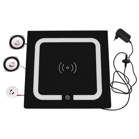 PowerMaster KH-BC01 Mobilya Komodin Kablosuz + Kablolu Şarj Ünitesi BT Speaker Dokunmatik LED Aydınl