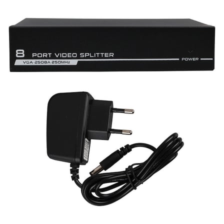 Powermaster VGA-2508A 250 MHz 8 Port 1920x1440 Destekli VGA Video Splitter Dağıtıcı 9 V Adaptörlü