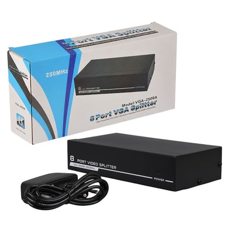 Powermaster VGA-2508A 250 MHz 8 Port 1920x1440 Destekli VGA Video Splitter Dağıtıcı 9 V Adaptörlü