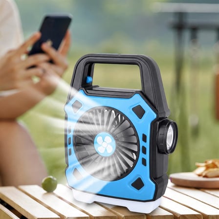 Powermaster PM-506 Kamp Tipi Şarjlı 5 Modlu (3+2) Led El Feneri Işıldak - 3 Kademe Soğutucu Fan Vant