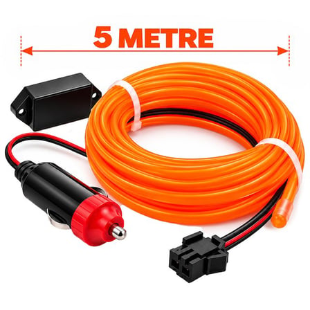 PowerMaster PM-18224 5 Metre 12 Volt Çakmak Fişli Oranj Turuncu Araç İçi Neon İp Aydınlatma