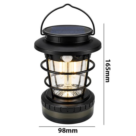 Powermaster HOP-8819 Solar Güneş Panelli Sensörlü Kamp Lambası (Filament + SMD + RGB Şerit)
