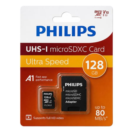 Philips FM12MP45B/00 128GB Class10 UHS-I U1 TF Adaptörlü Micro SDXC Hafıza Kartı