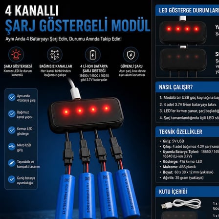 Powermaster PM-29140 4in1 SM-2P Soket 3.7V Lityum Pil Usb Splitter Şarj Aleti