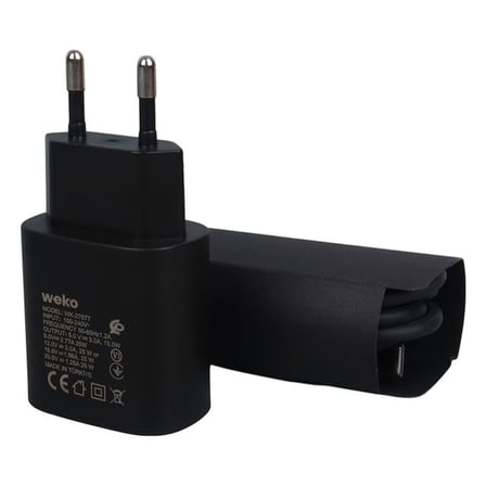 Weko WK-27877 Note10 Siyah 25 Watt Şarj Başlık Adaptörü + Type-C To Type-C Kablo