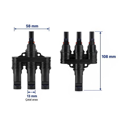 PowerMaster PM-28872 3'lü Güneş Paneli Paralel Bağlantı Konnektörü (2 Adet)