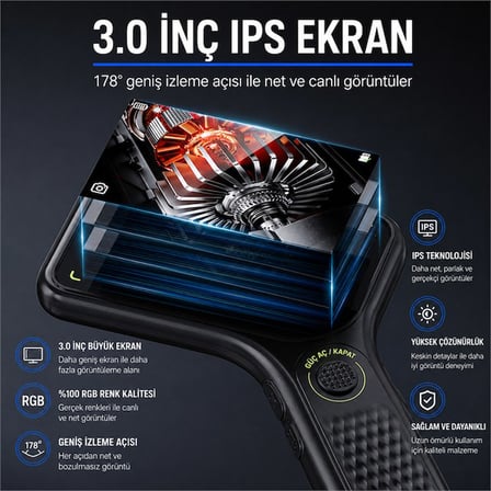 Powermaster PM-29314 3.0" IPS Ekranlı El Tipi Dijital Mikroskop (2 MP Kamera PC Kamera)